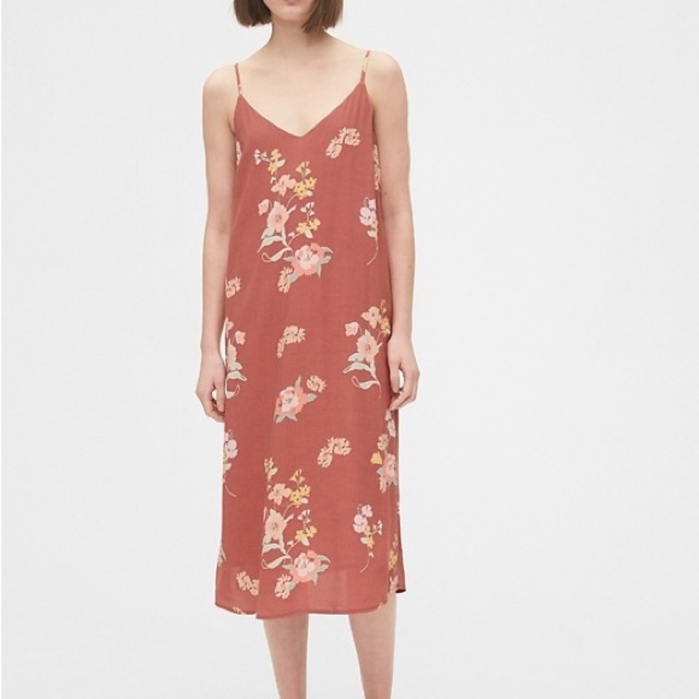 GAP Floral Midi Dress in Pink and White